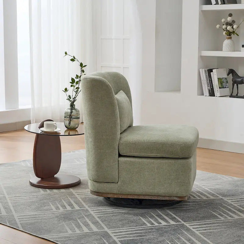 Chenille Armless Swivel Accent Chair