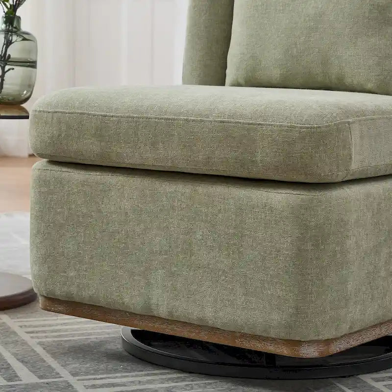 Chenille Armless Swivel Accent Chair