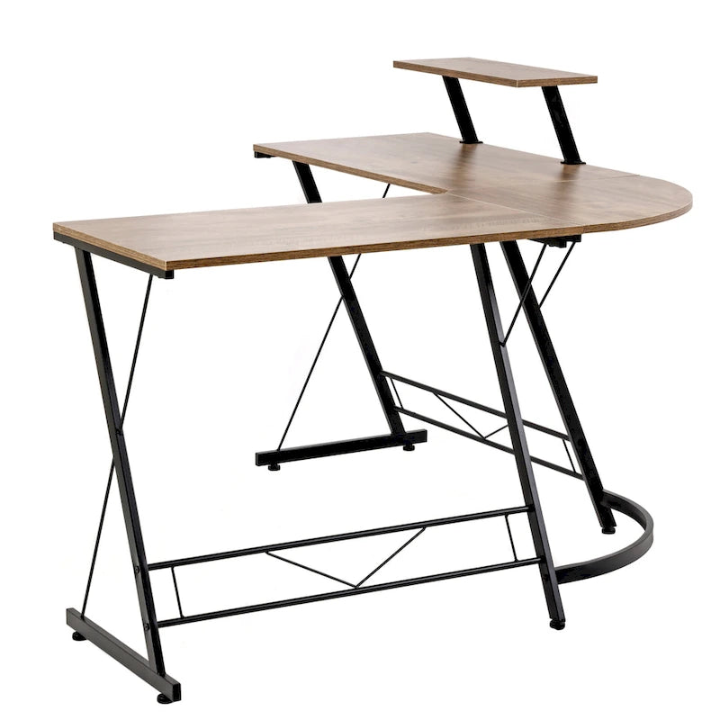 Home & Office Workcenter Desk – Sewn Oak Finish with Storage