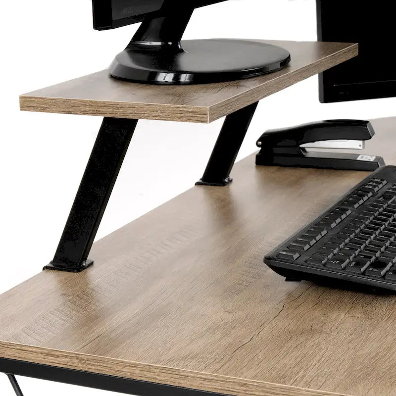 Home & Office Workcenter Desk – Sewn Oak Finish with Storage