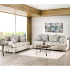Transitional Fabric Upholstered 2-Piece Sofa & Loveseat Set with Flared Arms