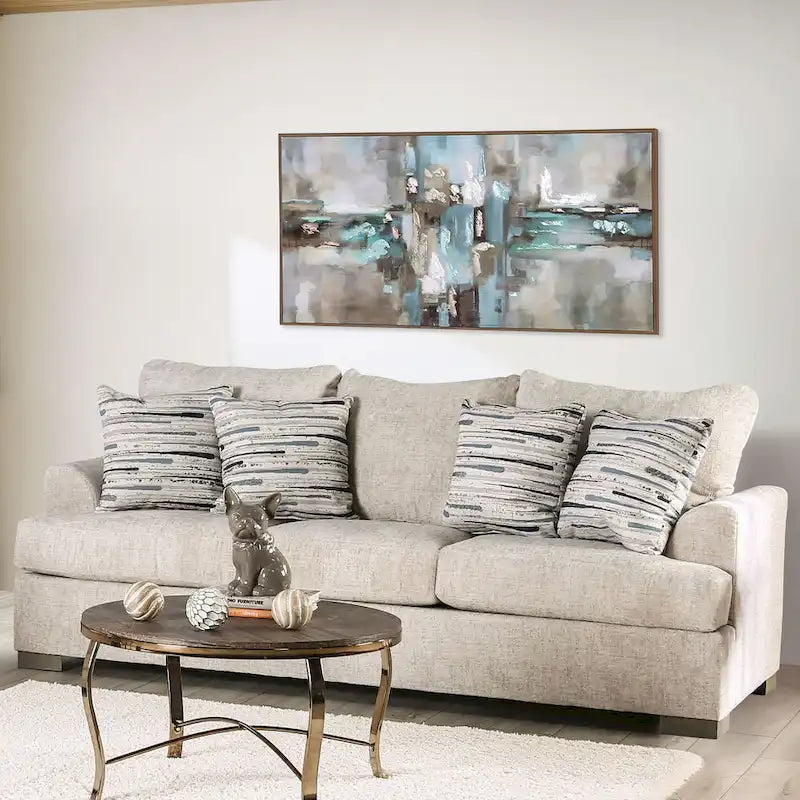 Transitional Fabric Upholstered 2-Piece Sofa & Loveseat Set with Flared Arms