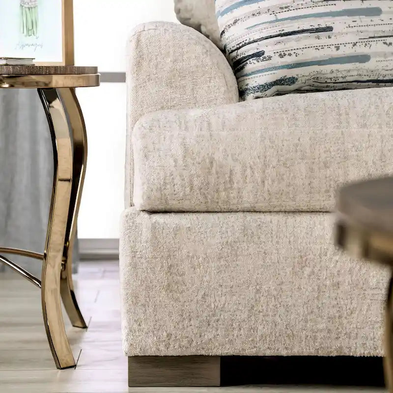 Transitional Fabric Upholstered 2-Piece Sofa & Loveseat Set with Flared Arms