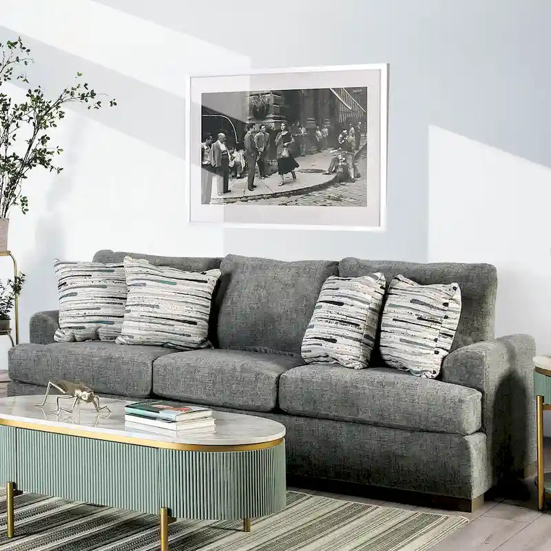 Transitional Fabric Upholstered 2-Piece Sofa & Loveseat Set with Flared Arms