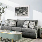 Transitional Fabric Upholstered 2-Piece Sofa & Loveseat Set with Flared Arms