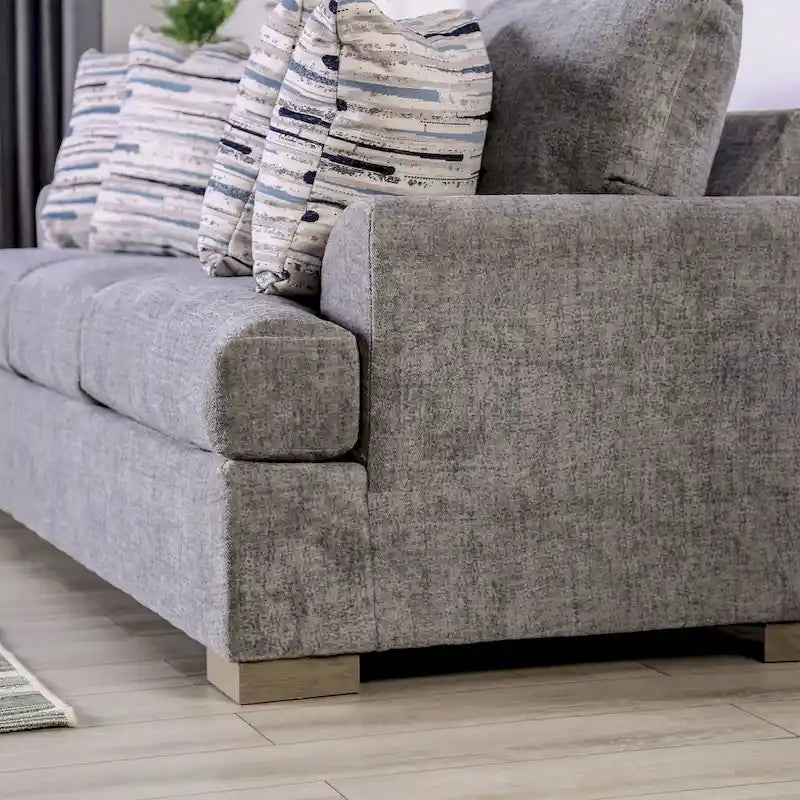 Transitional Fabric Upholstered 2-Piece Sofa & Loveseat Set with Flared Arms