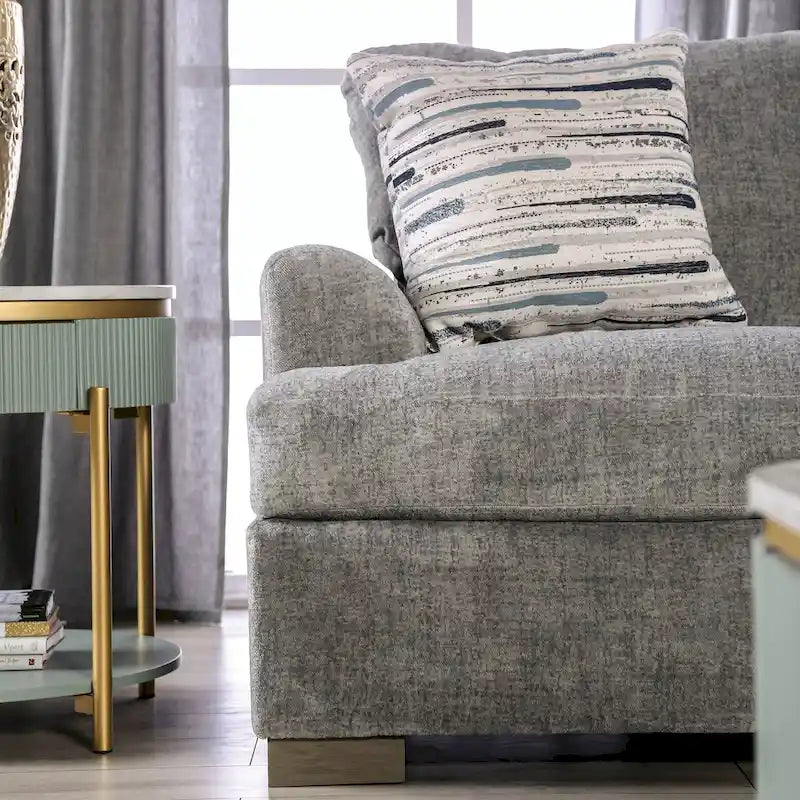 Transitional Fabric Upholstered 2-Piece Sofa & Loveseat Set with Flared Arms