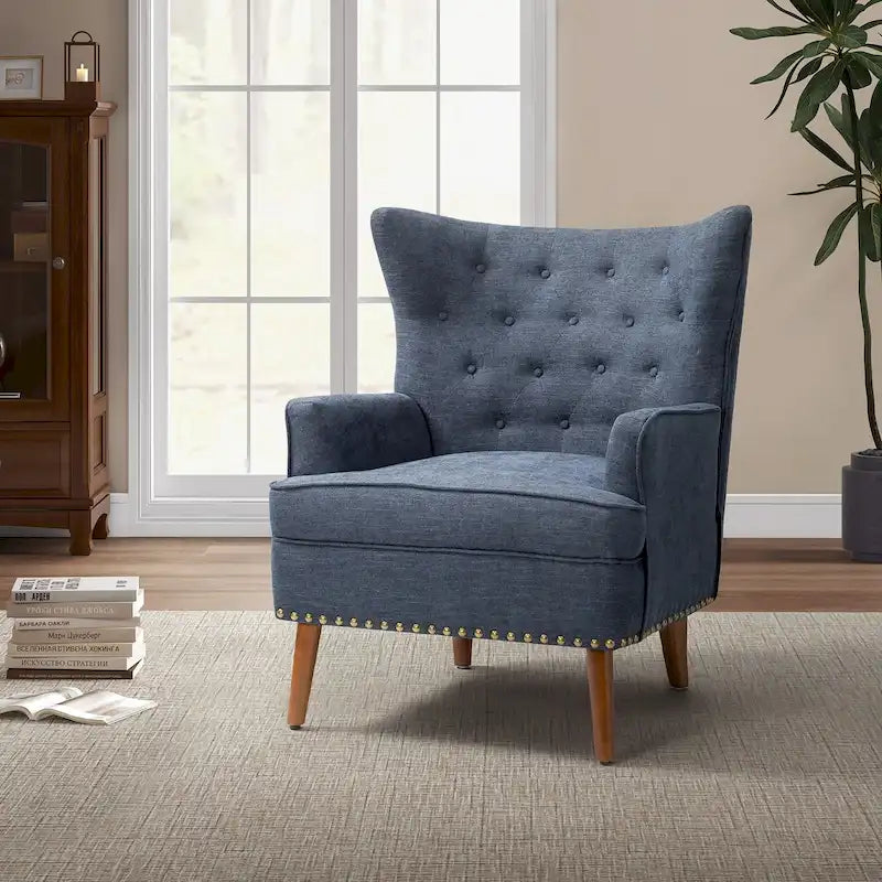 Upholstered Accent Armchair with Nailhead Trim – Classic & Elegant