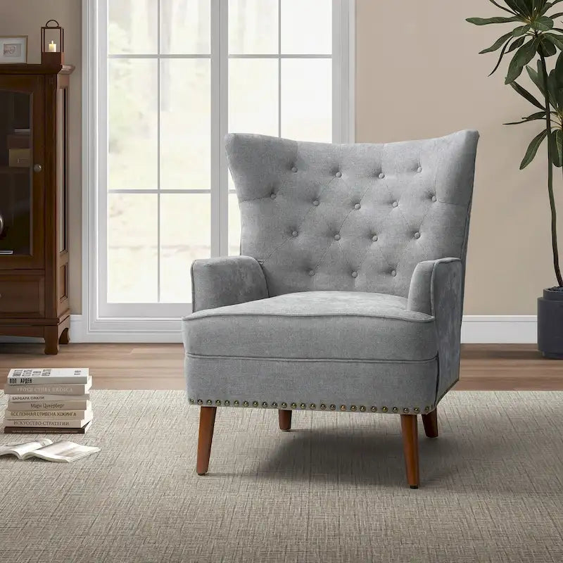 Upholstered Accent Armchair with Nailhead Trim – Classic & Elegant
