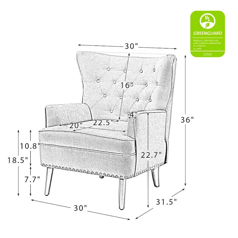 Upholstered Accent Armchair with Nailhead Trim – Classic & Elegant