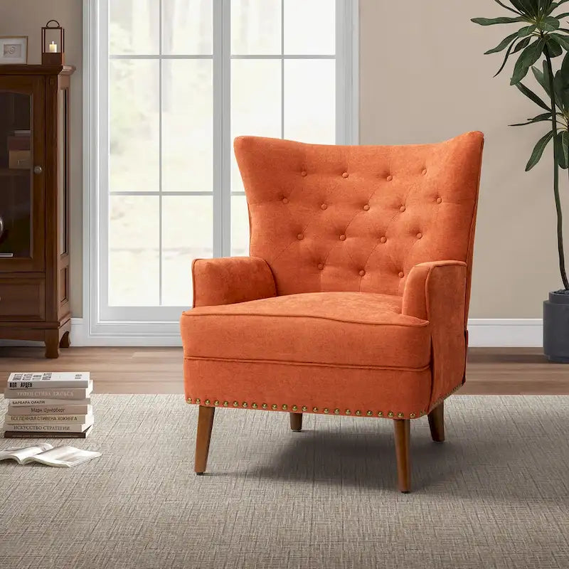 Upholstered Accent Armchair with Nailhead Trim – Classic & Elegant