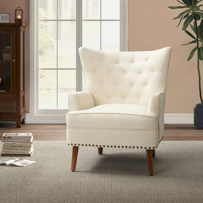 Upholstered Accent Armchair with Nailhead Trim – Classic & Elegant