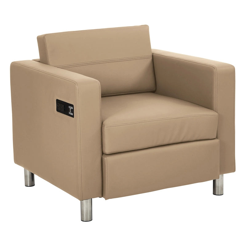 Contemporary Upholstered Accent Chair with Built-in USB & AC Charging Station