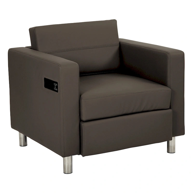 Contemporary Upholstered Accent Chair with Built-in USB & AC Charging Station