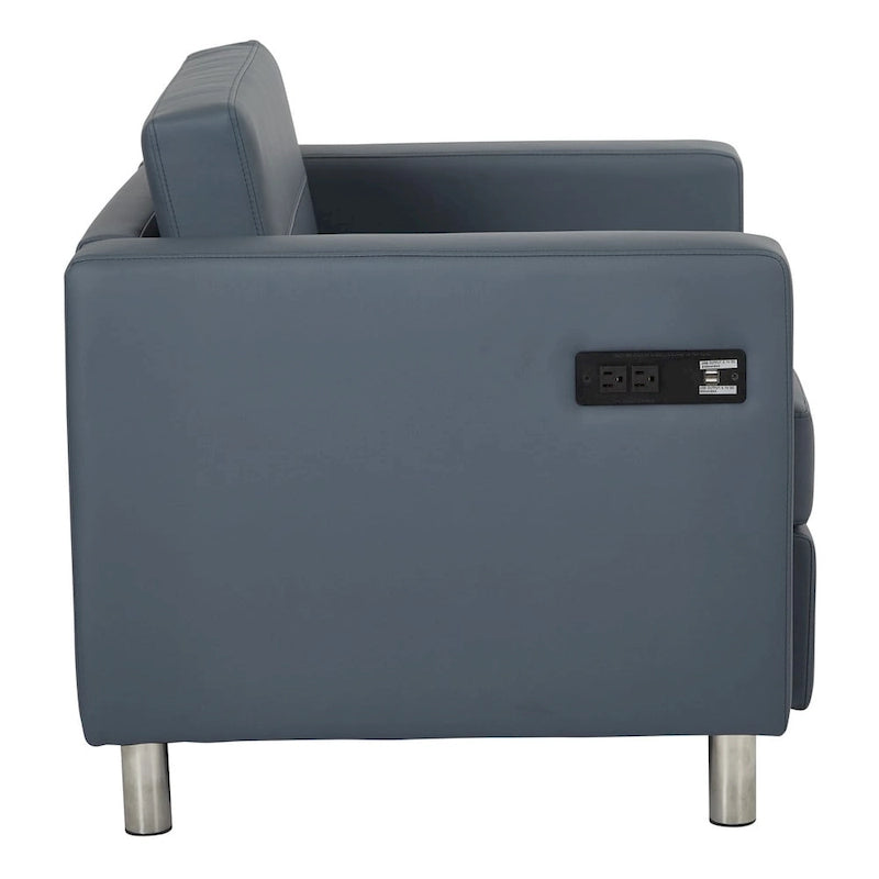 Contemporary Upholstered Accent Chair with Built-in USB & AC Charging Station