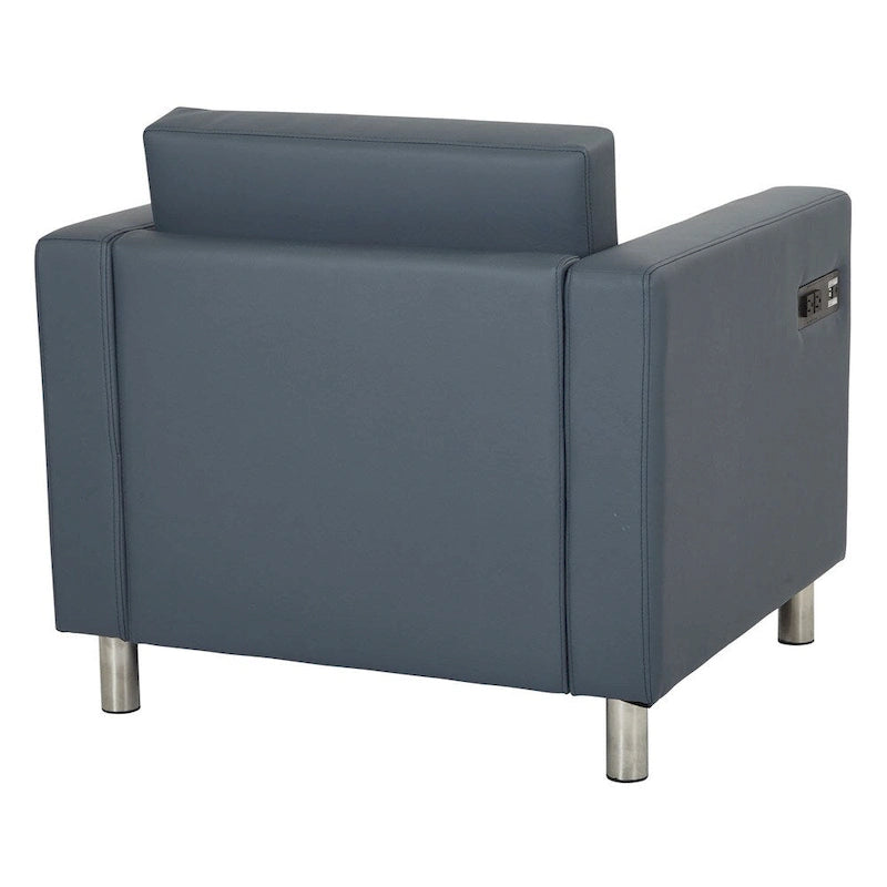 Contemporary Upholstered Accent Chair with Built-in USB & AC Charging Station