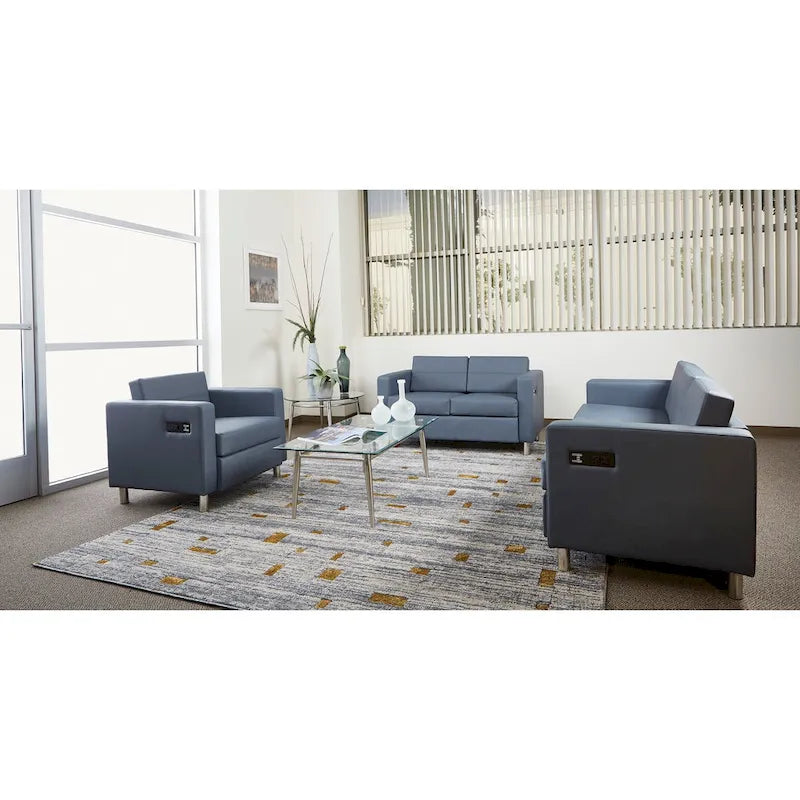 Contemporary Upholstered Accent Chair with Built-in USB & AC Charging Station