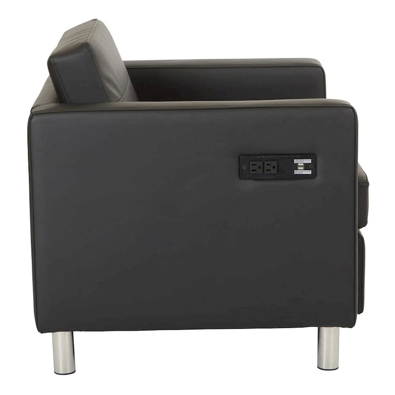 Contemporary Upholstered Accent Chair with Built-in USB & AC Charging Station