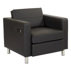 Contemporary Upholstered Accent Chair with Built-in USB & AC Charging Station