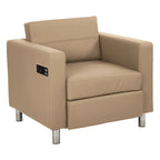 Contemporary Upholstered Accent Chair with Built-in USB & AC Charging Station