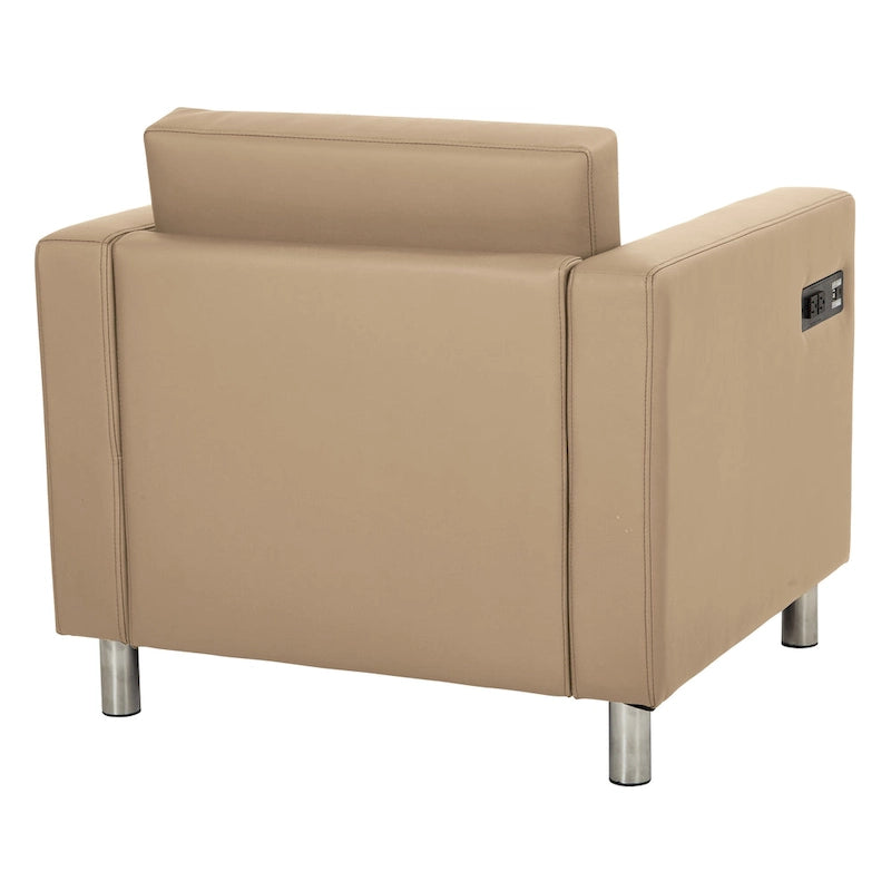 Contemporary Upholstered Accent Chair with Built-in USB & AC Charging Station