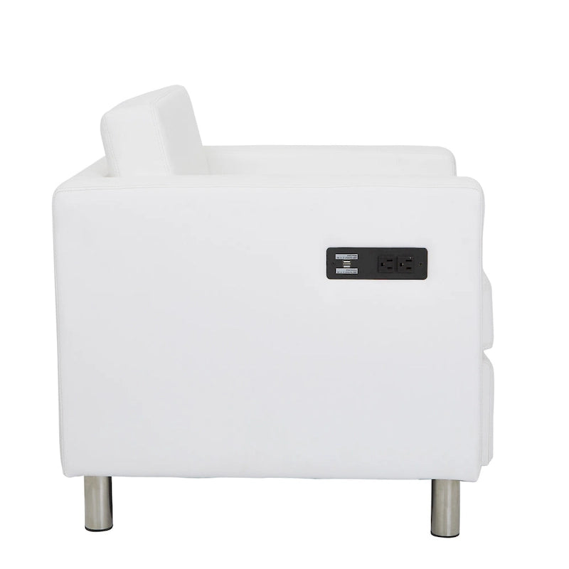 Contemporary Upholstered Accent Chair with Built-in USB & AC Charging Station