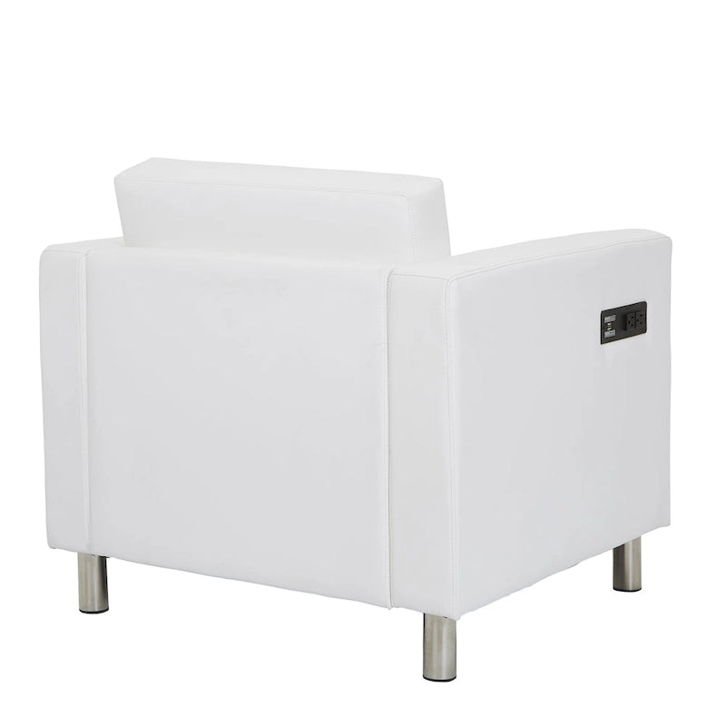 Contemporary Upholstered Accent Chair with Built-in USB & AC Charging Station