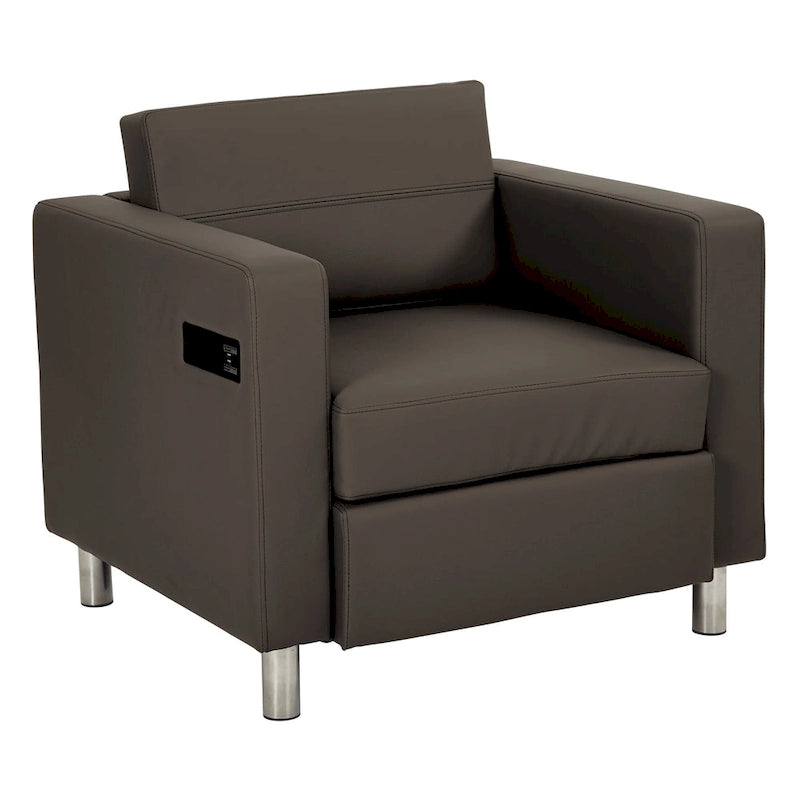Contemporary Upholstered Accent Chair with Built-in USB & AC Charging Station