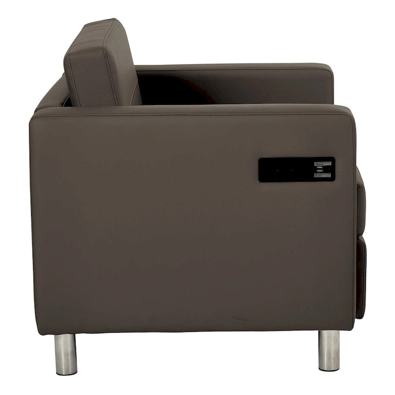 Contemporary Upholstered Accent Chair with Built-in USB & AC Charging Station