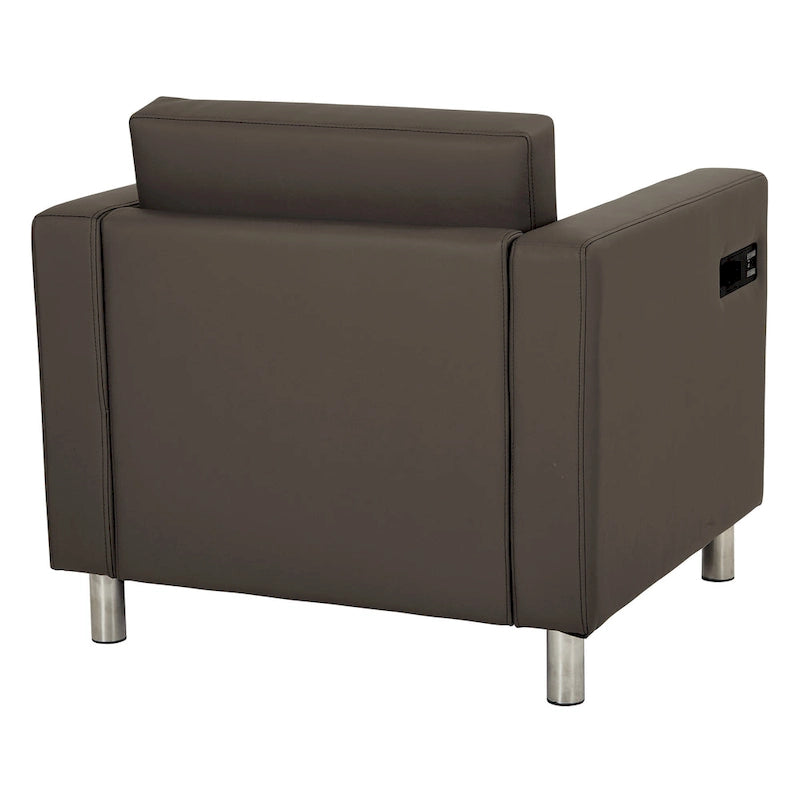 Contemporary Upholstered Accent Chair with Built-in USB & AC Charging Station