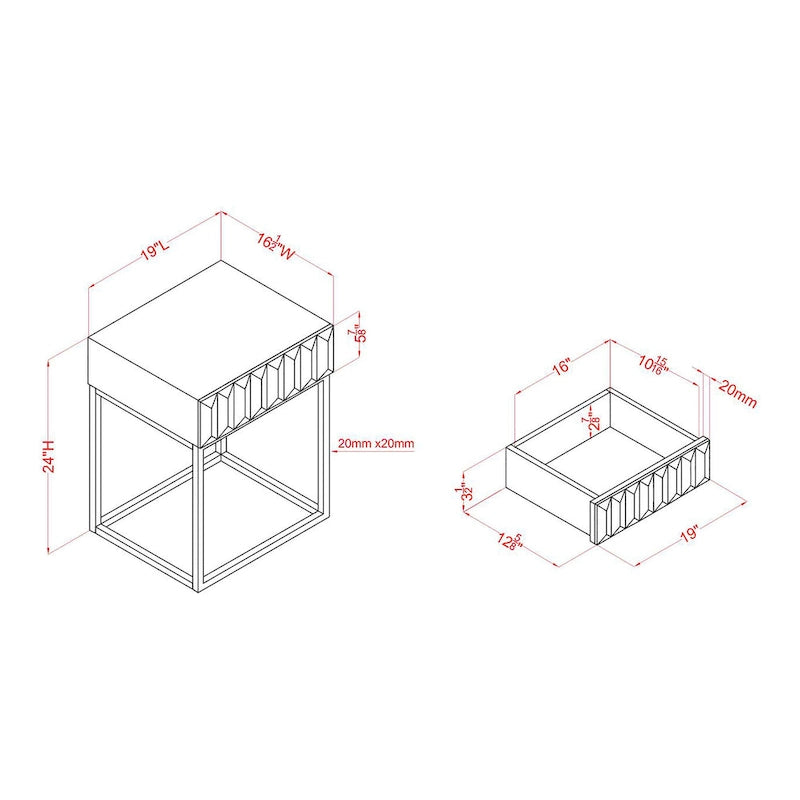 Contemporary Steel 1-Drawer Accent Table – Modern Side Table