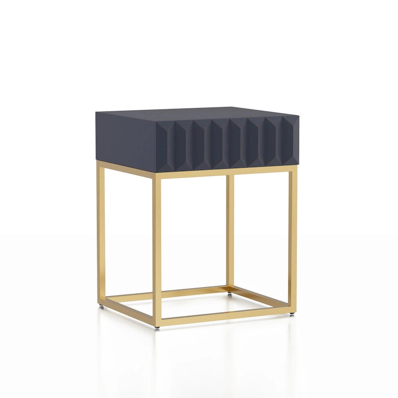 Contemporary Steel 1-Drawer Accent Table – Modern Side Table