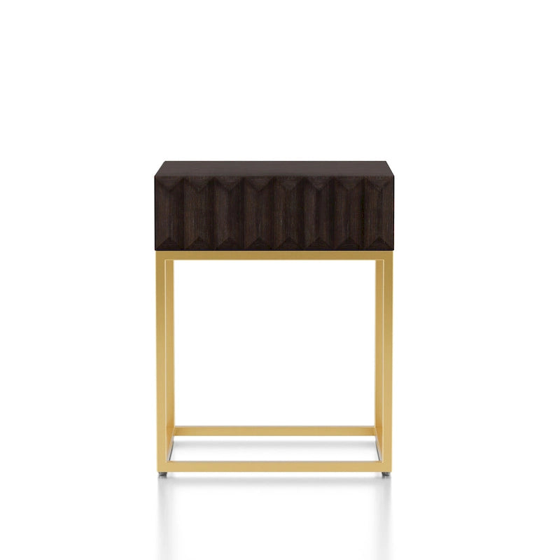 Contemporary Steel 1-Drawer Accent Table – Modern Side Table