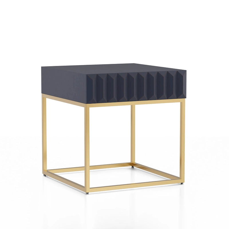 Contemporary Steel 1-Drawer Accent Table – Modern Side Table