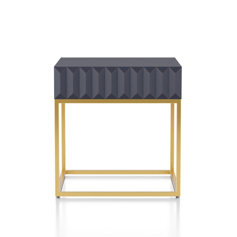 Contemporary Steel 1-Drawer Accent Table – Modern Side Table