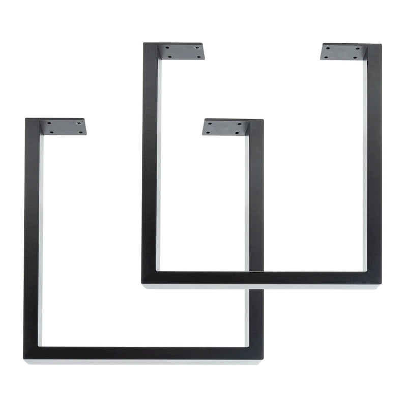 Matte Black Steel Square Table Legs for DIY Projects, Set of 2, Industrial Style
