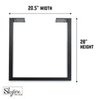 Pieds de table carrés en acier noir mat pour projets de bricolage, lot de 2, style industriel