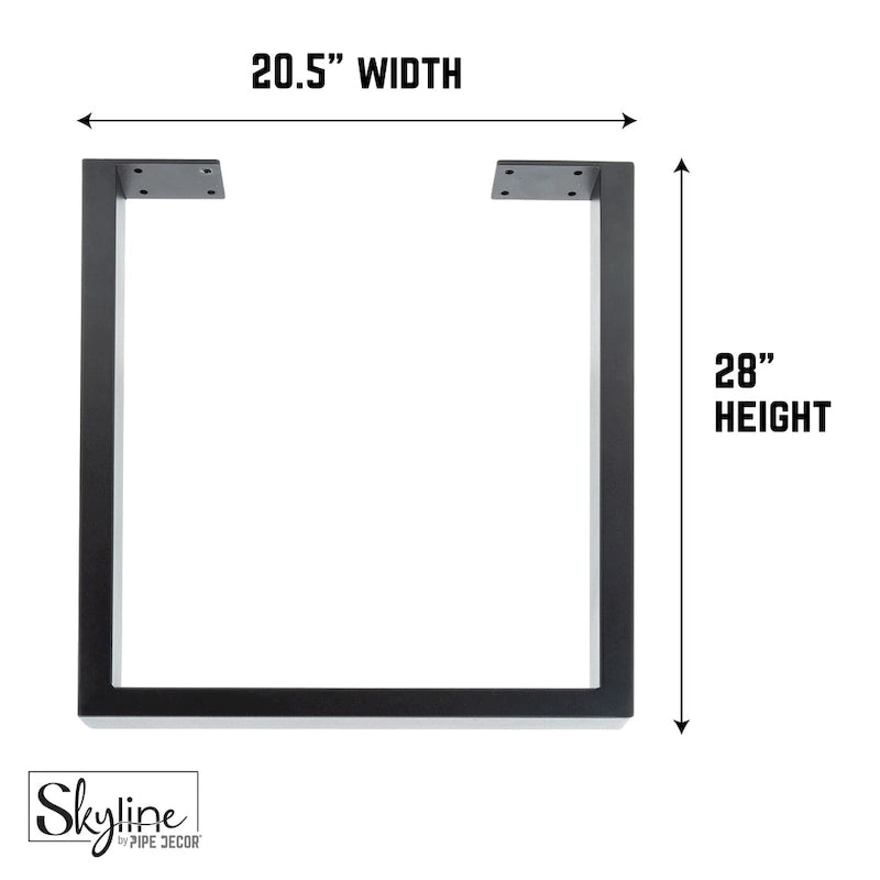 Matte Black Steel Square Table Legs for DIY Projects, Set of 2, Industrial Style