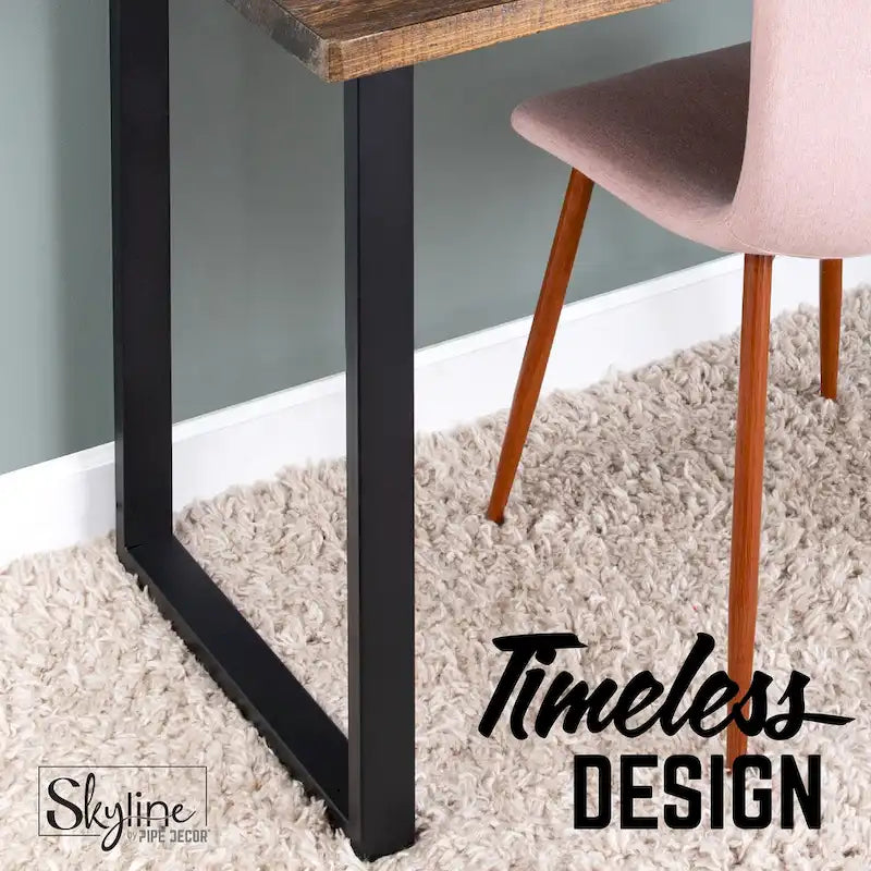 Matte Black Steel Square Table Legs for DIY Projects, Set of 2, Industrial Style