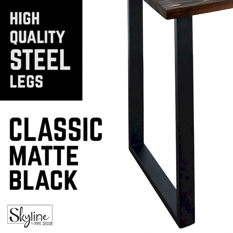 Pieds de table carrés en acier noir mat pour projets de bricolage, lot de 2, style industriel