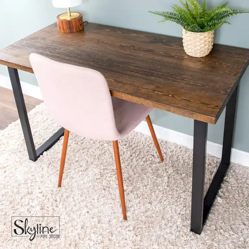 Pieds de table carrés en acier noir mat pour projets de bricolage, lot de 2, style industriel