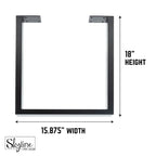 Pieds de table carrés en acier noir mat pour projets de bricolage, lot de 2, style industriel