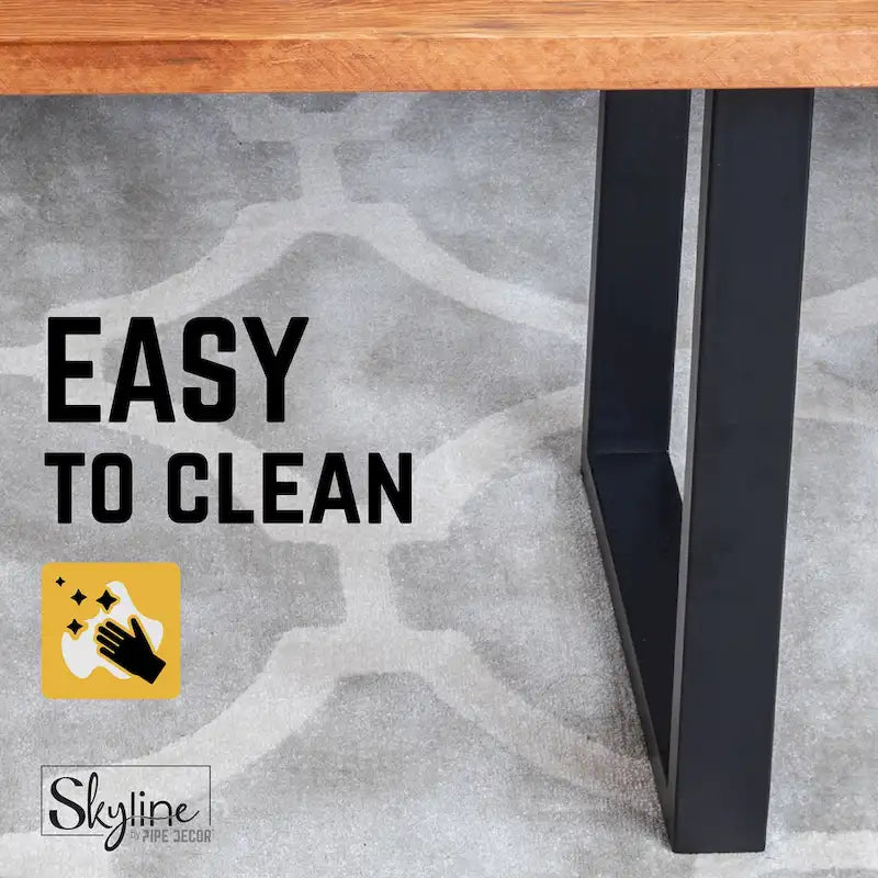 Pieds de table carrés en acier noir mat pour projets de bricolage, lot de 2, style industriel