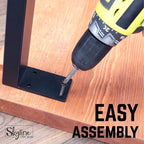 Pieds de table carrés en acier noir mat pour projets de bricolage, lot de 2, style industriel