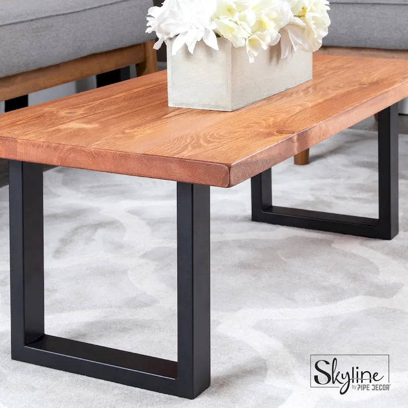 Pieds de table carrés en acier noir mat pour projets de bricolage, lot de 2, style industriel
