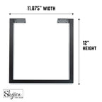 Pieds de table carrés en acier noir mat pour projets de bricolage, lot de 2, style industriel