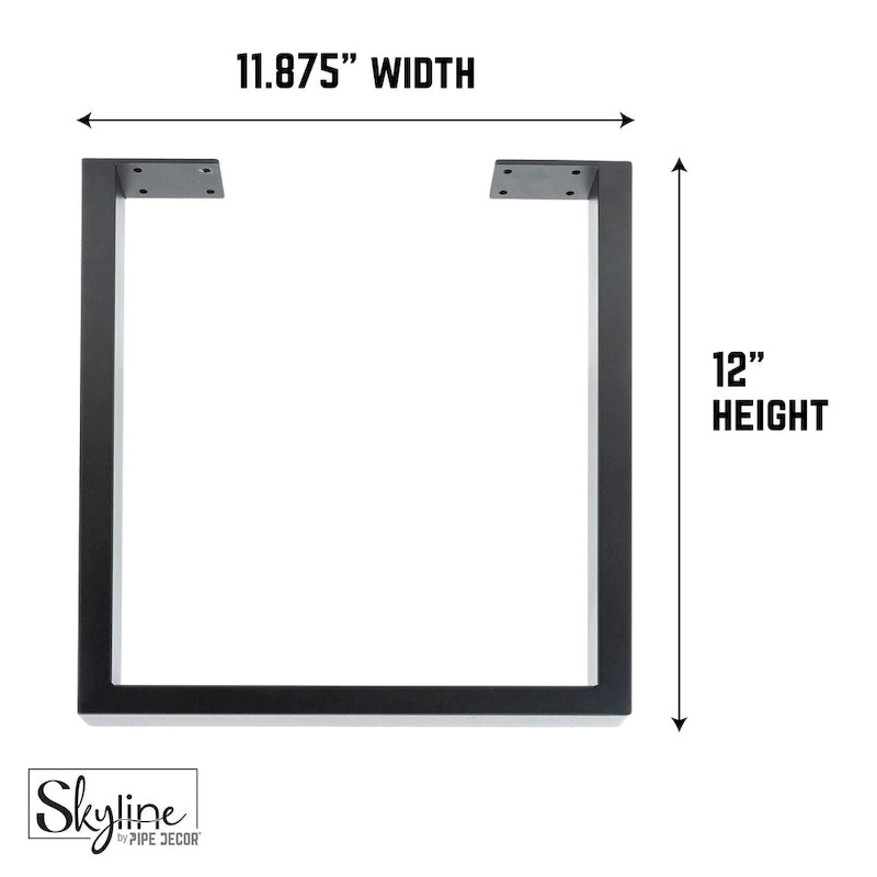 Pieds de table carrés en acier noir mat pour projets de bricolage, lot de 2, style industriel