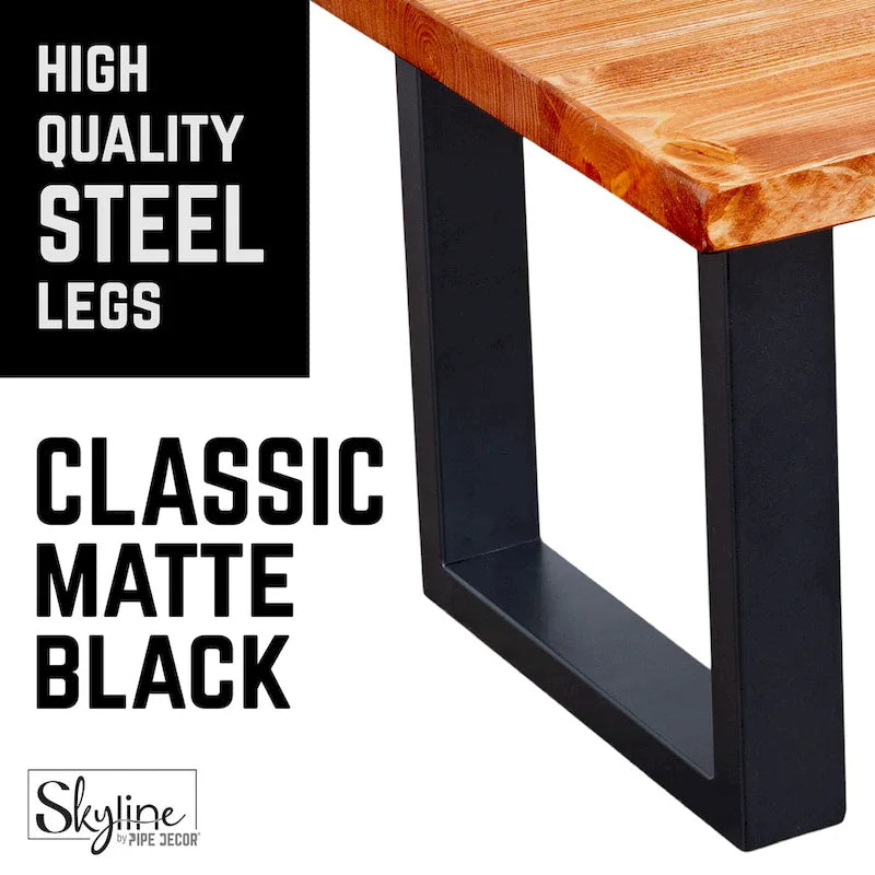 Pieds de table carrés en acier noir mat pour projets de bricolage, lot de 2, style industriel