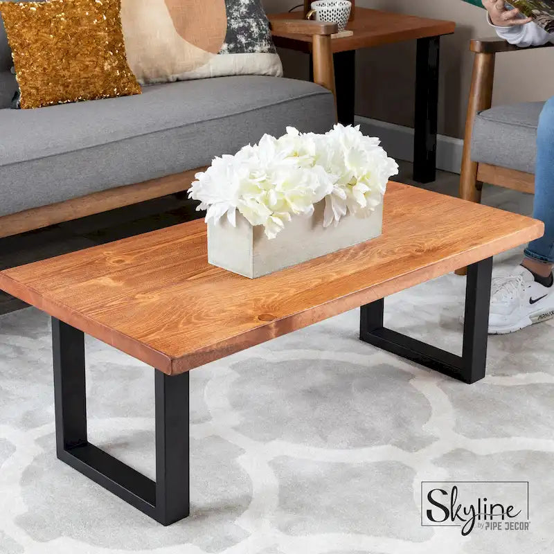 Pieds de table carrés en acier noir mat pour projets de bricolage, lot de 2, style industriel