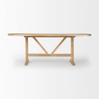 Scandinavian Solid Mango Wood Oval Dining Table, T-Shaped Legs, Seats 8, 84"L